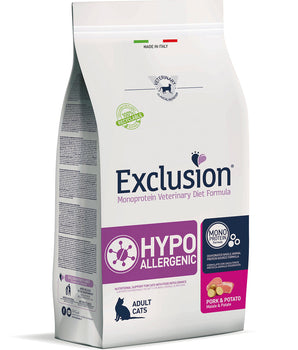 Hrana uscata pentru pisici, Exclusion Hypoallergenic Diet, Porc & Cartof All Breed Adult 1,5kg