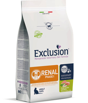 Hrana uscata pentru pisici, Exclusion Renal Phase 1 Diet, Porc & Mazare si Orez All Breed Adult 1,5kg