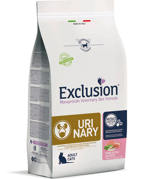 Hrana uscata pentru pisici, Exclusion Urinary Diet, Porc & Mazare si Orez All Breed Adult 1,5kg