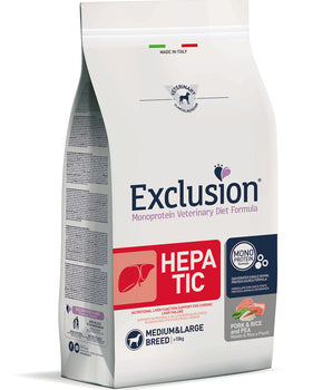 Hrană uscată pentru câini, Exclusion Diet Hepatic, Porc & Orez si Mazare, Medium & Large Breed Adult 2kg