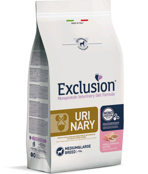 Hrană uscată pentru câini, Exclusion Diet Urinary, Porc & Sorg si Orez, Medium & Large Breed Adult